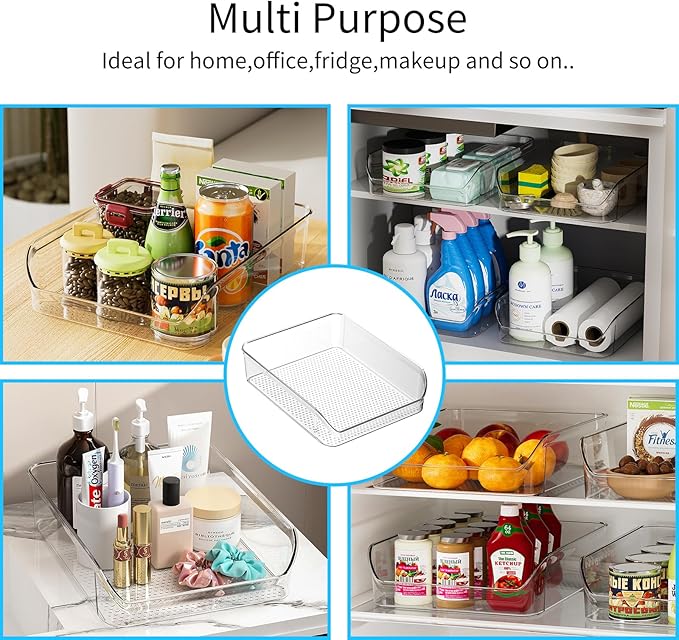 Ettori 2 Pack Water Bottle Organizer Refrigerator Organizer Bins and Clear Storage Bins for Fridge, Freezer, Cabinet, Cupboard, Pantry Shelf, BPA-Free