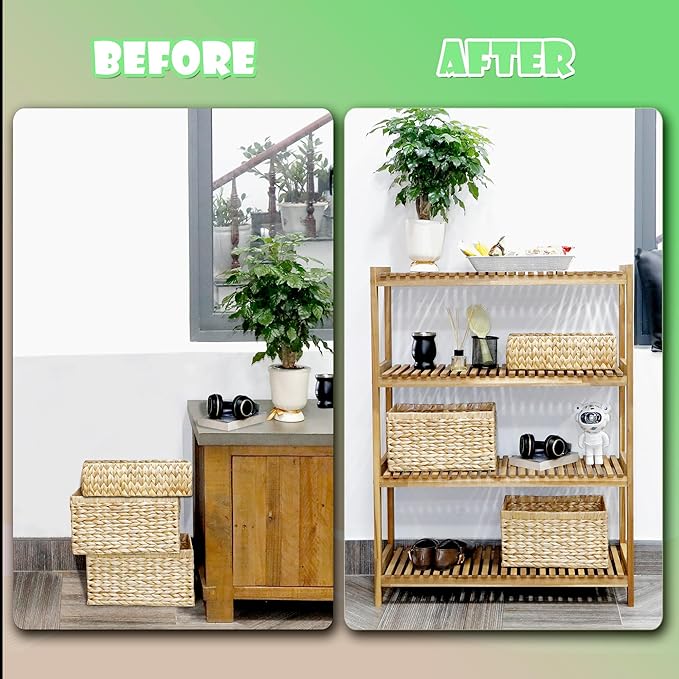 4-Tier Long Acacia Wood Shoe Rack, Wide Natural Shoe Storage Shelf for Entryway, Stackable Wooden Plant Stand Organizer for Closet, Bedroom, Kitchen, Indoor and Outdoor-NeatNest