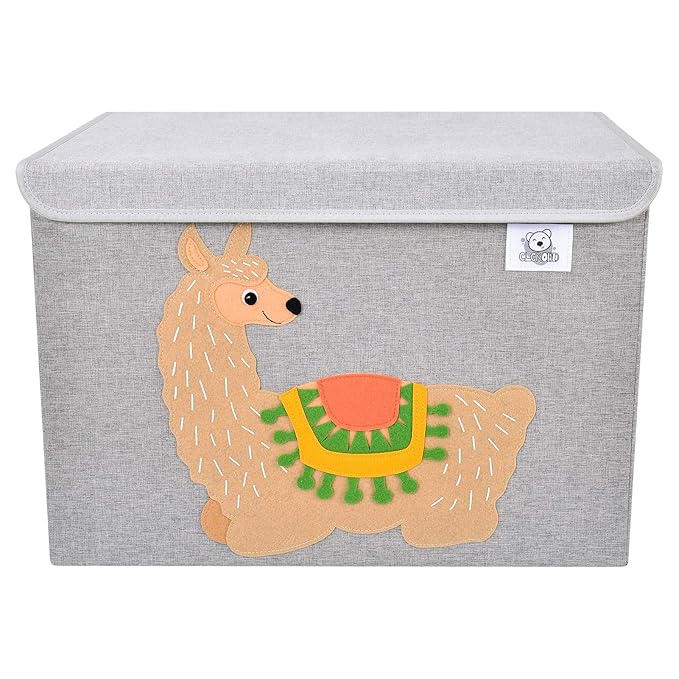 CLCROBD Foldable Large Kids Toy Chest with Flip-Top Lid, Collapsible Fabric Animal Toy Storage Organizer/Bin/Box/Basket/Trunk for Toddler, Children and Baby Nursery (Llama)-NeatNest