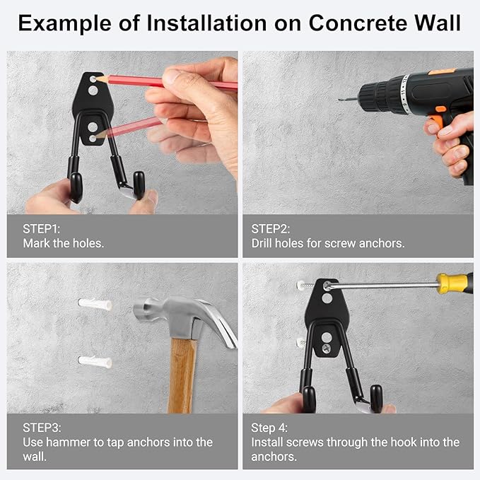 Garage Hook Heavy Duty Wall Storage Hangers, 26 Pack Garage Storage Hooks Steel Tool Black for Ladders, Ropes, Garden Tools-NeatNest