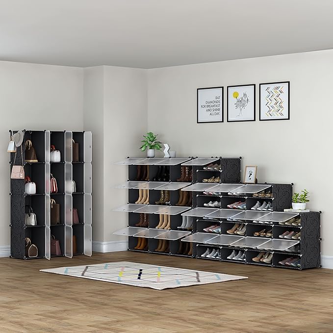 HOMIDEC Shoe Rack Organizer, 8 Tier Shoe Storage Cabinet 48 Pair Plastic Shoe Organizer Shelves for Closet Hallway Bedroom Entryway-NeatNest