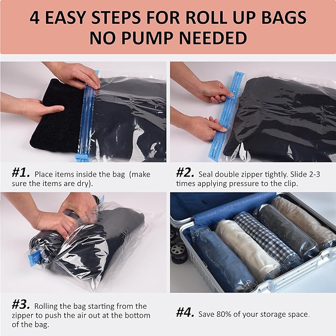 Compression Bags for Travel - Travel Essentials - 20 Pack Space Saver Bags - No Vacuum Needed - Compression Packing Bags for Cruise Accessories-NeatNest