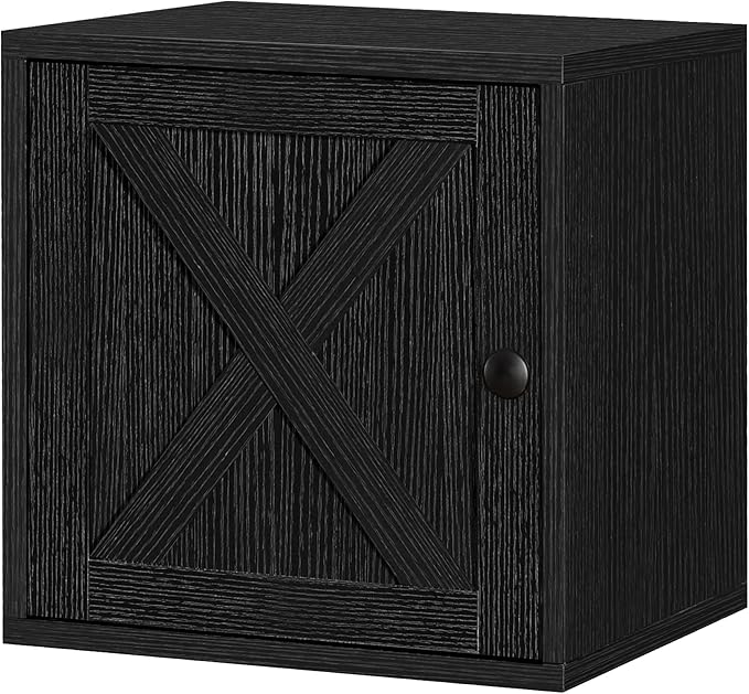 FUSUNBAO Magic DIY Cube Storage Organizer Stackable Cubes for Home Books Clothes Toy-Modular Cubby Storage System-Office Cubical-Bookcase Closet (Black, Door Cube)-NeatNest