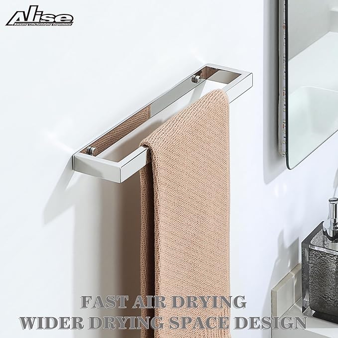 Alise Bath Towel Bar,Wall Mount Towel Holder Towel Rack Towel Hanger for Bathroom Lavatory,12 Inch SUS304 Stainless Steel Towel Rail,Polished Chrome GJF030-C