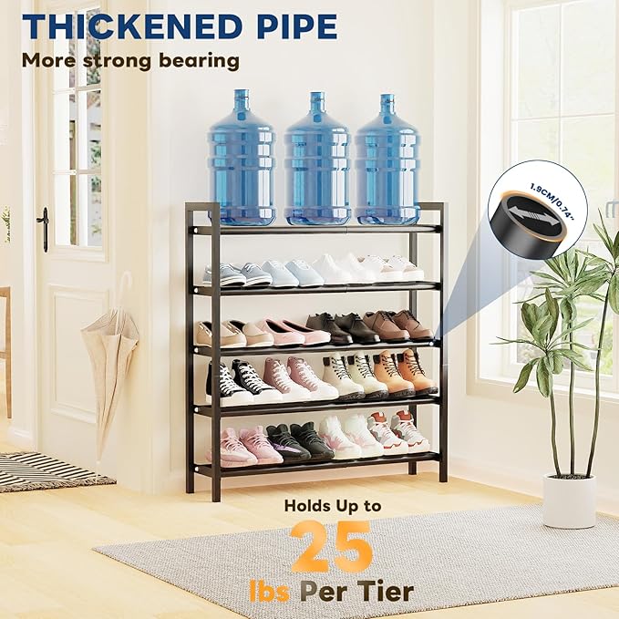 Mavivegue Expandable Shoe Rack, 4-Tier Shoe Organizer for Closet, Adjustable Shoe Rack for Front Door Entrance, Entryway-NeatNest