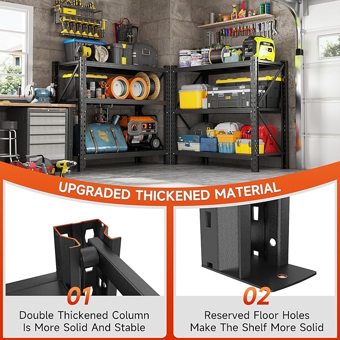 Heavy Duty Garage Shelving Unit - 4200 lbs Capacity, Industrial Metal Storage Rack, Adjustable Steel Rack for Garage, Warehouse, Basement, Pantry,51.2" W x 23.6" D x 47.2" H-NeatNest