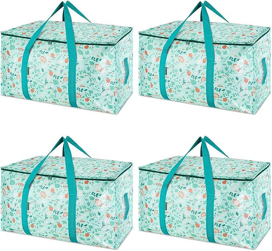 BALEINE 4-Pack Oversized Moving Bags with Reinforced Handles, Heavy-Duty Storage Tote for Clothes, Moving Supplies (Spring Stroll, 4-Pack)-NeatNest