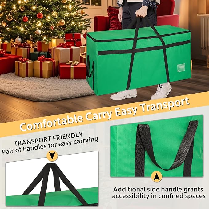 4.5 ft Christmas Tree Storage Bag, Heavy Duty Christmas Tree Bag with Reinforced Handles and Dual Zippers Wide Opening, Large Capacity fits for Artificial Christmas Tree (Green, 4.5 ft)-NeatNest