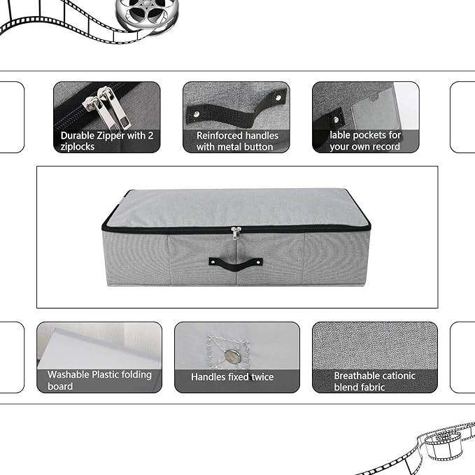 2PCS Foldable Under Bed Storage Container with Plastic Support Liner, Handles, Zipper lid, Sweater Pillow Blankets ClothesStorage Organizer for Bedroom and Closet, 29×15×7inch, Dark Grey-NeatNest