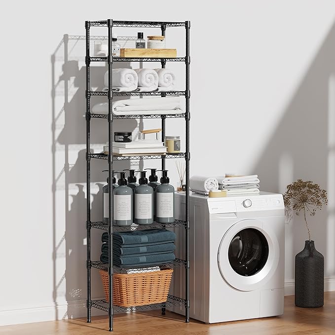 IZEUK 8 Tier Adjustable Metal Storage Shelving Unit, Heavy Duty Standing Rack Organizer for Kitchen, Pantry, Laundry Room, Garage or Basement, 2000 lbs Capacity, 23.6 W x 13.8 D x 79.5 H, Black