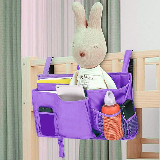 Bunk Bed Organizer - Bedside Storage Caddy with Pocket, Hanging Organizer for Camp, Dorm, Room, Hospital Bed Rail and More (Purple)-NeatNest