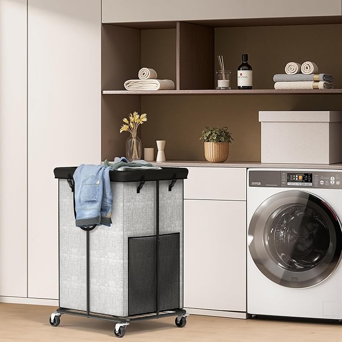 Laundry Basket 150L (39.6 gallons), Oxford Fabric Laundry Hampers, Metal Frame and Removable Bag Design with Wheels, Suitable for Bedroom, Bathroom, Dorm Room, Laundry Room (Cationic)