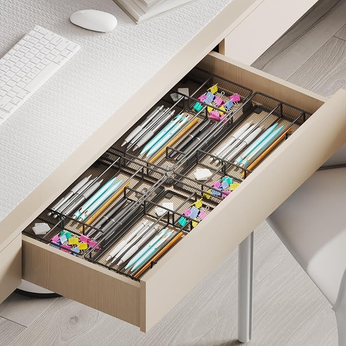 Desk Drawer Organizer Tray, Office Drawer Organizer, Workspace Organizers, Suitable for Tools, Pencils, Office Supplies Storage (Black)-NeatNest