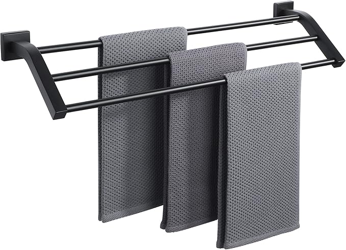 Alise Bath 3 Towel Bars,Towel Holder Towel Racks for Bathroom Wall Mount,Heavy Duty SUS304 Stainless Steel Towel Hanger Towel Rails,GK9603-B Matte Black,24-Inch