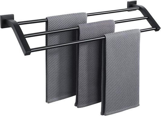 Alise Bath 3 Towel Bars,Towel Holder Towel Racks for Bathroom Wall Mount,Heavy Duty SUS304 Stainless Steel Towel Hanger Towel Rails,GK9603-B Matte Black,24-Inch