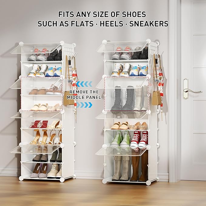 Shoe Storage,8 Tier Shoe Rack Organizer for Closet Shoe Cabinet with Door Shoe Shelves for Closet,Entryway,Hallway,Bedroom-NeatNest