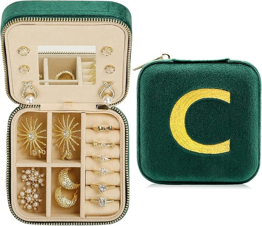 Jenria Mothers Day Gifts for Mon, Travel Jewelry Case for Women, Jewelry Organizer, Jewelry Box, Unique Gifts, Personalized Gifts for Her, Birthday Gifts for Mom, Teen Girl, Girlfriend, Green, C-NeatNest