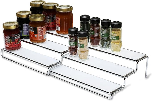 Deco Brothers Spice Rack 3 Tier Expandable Shelf Organizer, Chrome-NeatNest