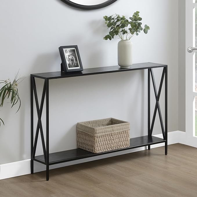 Convenience Concepts Tucson Console Table 47.25" - Modern Sofa Table with Storage Shelf, Entryway Hall Table for Living Room, Black-NeatNest