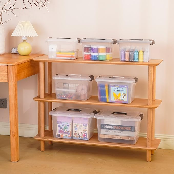 Citylife 4 Packs 6 QT Plastic Storage Bins with Latching Lids Stackable Storage Containers for Organizing Clear Storage Box for Garage, Closet, Kitchen-NeatNest