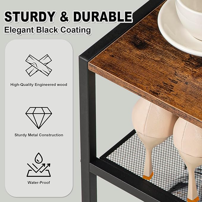 Metal 5 Tier Shoe Rack for Front Door Entrance, Entryway, and Closet Shoe Organizer with 4 Sturdy Metal Mesh Shelves and Wooden Top, Holds 10 Pairs, Ideal for Storage or Display-NeatNest