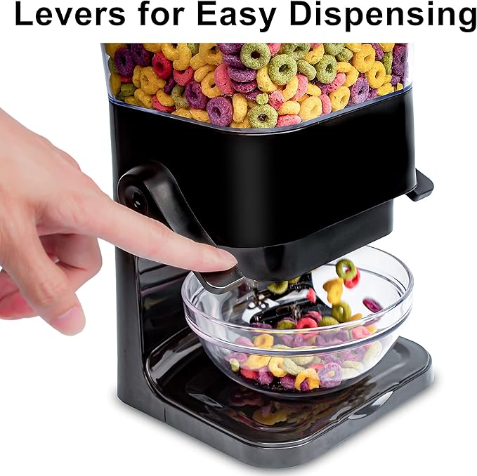 Cereal Dispenser Countertop with Lids, 5L Organization and Storage Containers for Kitchen and pantry, Rice Dispenser for food, Cereal, Beans, Nuts, Snack,Oatmeal, Dog Food, Bird Seed, Black, 3Pc-NeatNest