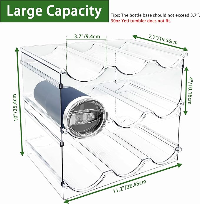 3 Pack Water Bottle Organizer, Stackable Kitchen Home Organization and Storage Rack, Plastic Cup Storage Organizer for Kitchen Cabinet Cupboard Organizer and Storage Cup Rack for Counter-NeatNest