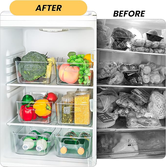 Clear Plastic Storage Bins, Set of 12, Multi-Use Organization and Storage Containers for Pantry, Cabinet, Refrigerator, Freezer, Bathroom, Organizer Bins for Home & Kitchen-NeatNest