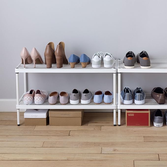 Design Ideas MeshWorks, 2-Tier Steel Shelving Rack, 440lb Capacity Per Shelf, White-NeatNest