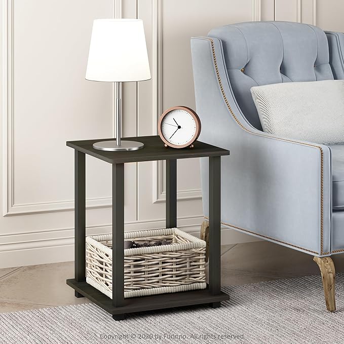 Furinno Simplistic Set of 2 End Table, Espresso/Black-NeatNest