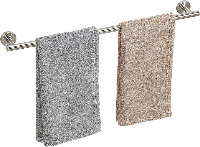 Brushed Nickel Towel Bar, 24 Inch Towel Racks for Bathroom Wall Mounted, Thicken SUS304 Stainless Steel Heavy Duty Hand Towel Holder Organizer, Bathroom Accessories, Total Length 26.5 Inch-NeatNest