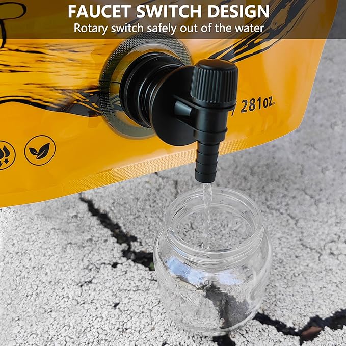 Collapsible 8L Water Storage Bag, BPA-Free Portable Folding Water Jug with Adjustable Faucet, Leakproof Emergency Water Bag for Camping, Hiking, Riding, Outdoor Sport (Orange, 1)-NeatNest