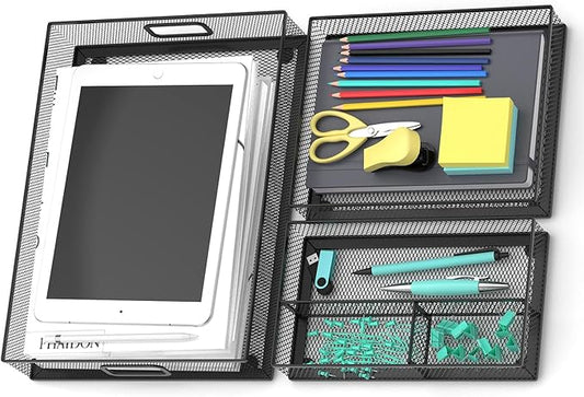 Desk Drawer Organizer Set, 3 Pcs Metal Mesh Office Drawer Organizers, Paper Organizer Letter Tray for Desk, Junk Drawer Organizer for Office, Kitchen, Makeup, Vanity-NeatNest