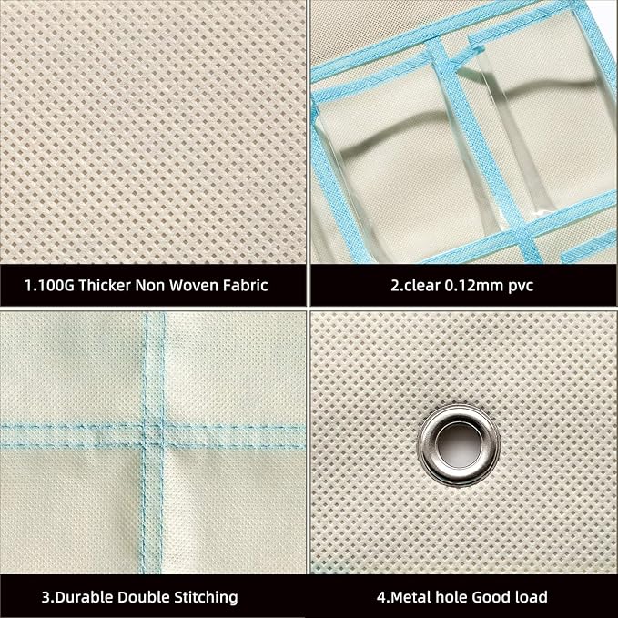KEEPJOY Classroom Pocket Charts for Cell Phone Calculator Holders, Pocket Organizer for Cell phone Jail with 30 Clear Pockets chart Size 33.5 x 24.5 Inch Classroom Pocket Storage (Beige-30pockets)-NeatNest