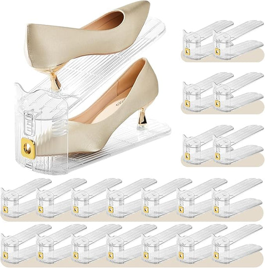 20 Pack Shoe Slots Organizer,Adjustable Shoe Stackers for a Pair of Shoes Double Deck Shoe Rack Holder for Closet-NeatNest