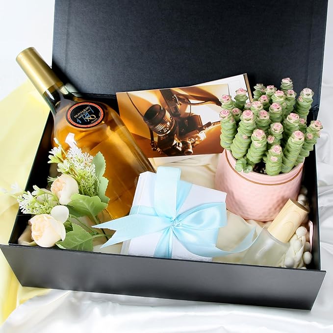 Aimyoo Galaxy Black Collapsible Gift Box with Magnetic Closure Lids 10.5x7x3 in, Bridesmaid Groomsmen Proposal Box, Medium Rectangle Box for Present Graduation Storage 3 Pack-NeatNest