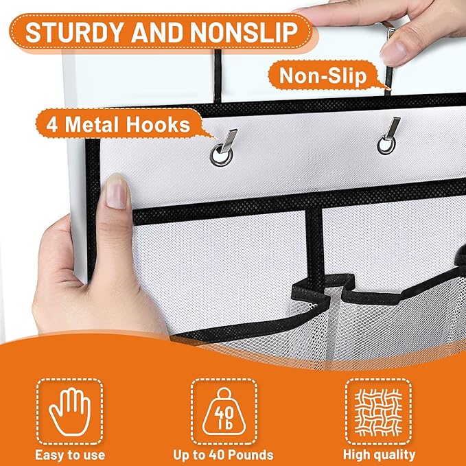 Aheroi Over the Door Shoe Organizer, 2 Pcs 35 Pockets Large Soild Hanging Shoe Rack, Mesh Shoe Organizer Door Hanger Up to 40 lbs, Over Door Shoe Holder, Shoe Storage Hanging Bag with 4 Metal Hooks