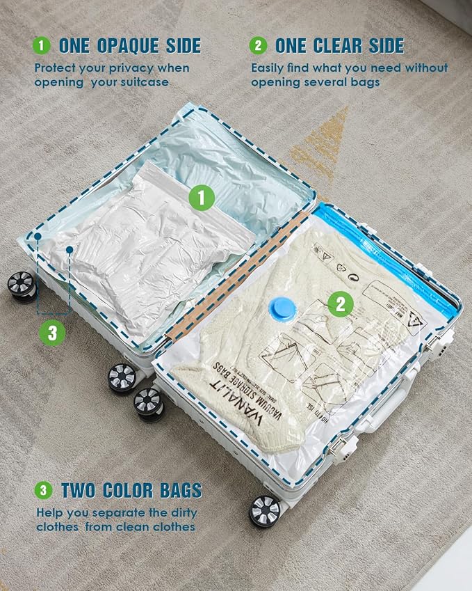 Vacuum Storage Bags for Travel, 16 Pack (4L+4M+4S+4XS) Vacuum Seal Bags with Wireless Rechargeable Electric Pump, Travel Essentials Space Saving Bag for Clothes, Luggage, Carry-on Suitcase, Backpack-NeatNest