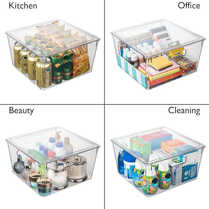 CLEARSPACE Plastic Storage Bins with Lids XL – Perfect Kitchen Organization or Pantry Storage – Fridge Organizer, Pantry Organization and Storage Bins, Cabinet Organizers-NeatNest
