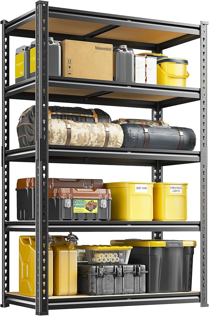 63" H Garage Shelving 31.5" W Storage Shelves Adjustable 2000LBS Metal Shelving Heavy Duty Garage Shelves for Pantry Kitchen Closet Basement Warehouse