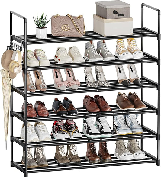 6 Tier Shoe Rack, Shoe Rack for Closet, Shoe Organizer for Entryway, Shoe Storage for Front Door Entrance & Entryway, Large Shoe Stand Holder Adjustable Shelf Height-NeatNest