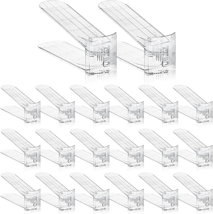 Clear Shoe Slot Organizer, 20 Pack Adjustable Shoe Slots Organizer for Closet Clear Shoe Stackers Shoe Rack Holder Shoe Space Savers for A Pair of Shoes(Transparent)-NeatNest