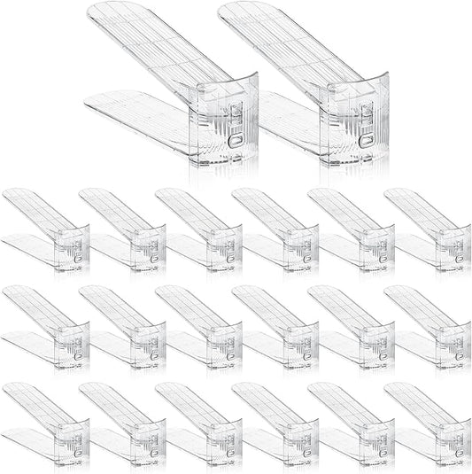 Clear Shoe Slot Organizer, 20 Pack Adjustable Shoe Slots Organizer for Closet Clear Shoe Stackers Shoe Rack Holder Shoe Space Savers for A Pair of Shoes(Transparent)-NeatNest