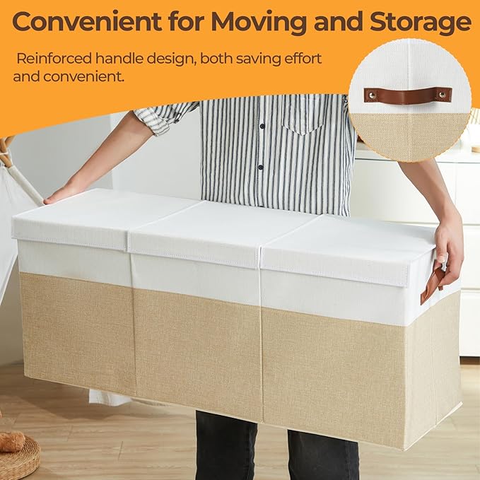 Extra Large Toy Box,150L Foldable Sturdy Toy Storage with Lid,40"x14"x16" Kids Storage Organizer, Toy Chest for Boys&Girls,for Living Room,Nursery,Bedroom,Playroom,Large Capacity Toybox(Beige)