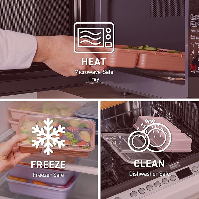 Bentgo 20-Piece Lightweight, Durable, Reusable BPA-Free 2-Compartment Containers - Microwave, Freezer, Dishwasher Safe - Burgundy-NeatNest