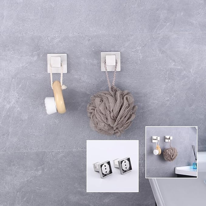 GERZWY Brushed Stainless Steel Towel Hook Robe Hook Coat Hook Heavy Duty Wall Mounted Luxury Hooks for Bathroom Hotel 2 Pack FG1607-2LS