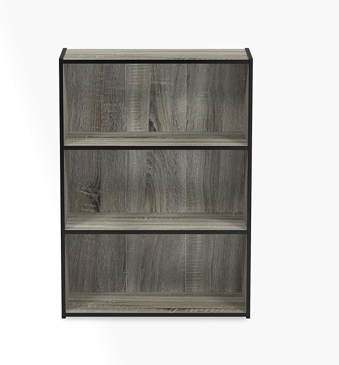 Furinno Pasir 3-Tier Open Shelf Bookcase, French Oak Grey