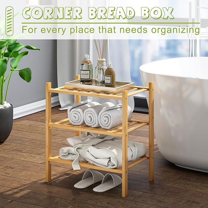 BMOSU 3-Tier Bamboo Small Shoe Rack Premium Stackable Shoe Shelf Storage Organizer for Hallway Closet Living Room Entryway Organizer (Natural Bamboo)-NeatNest