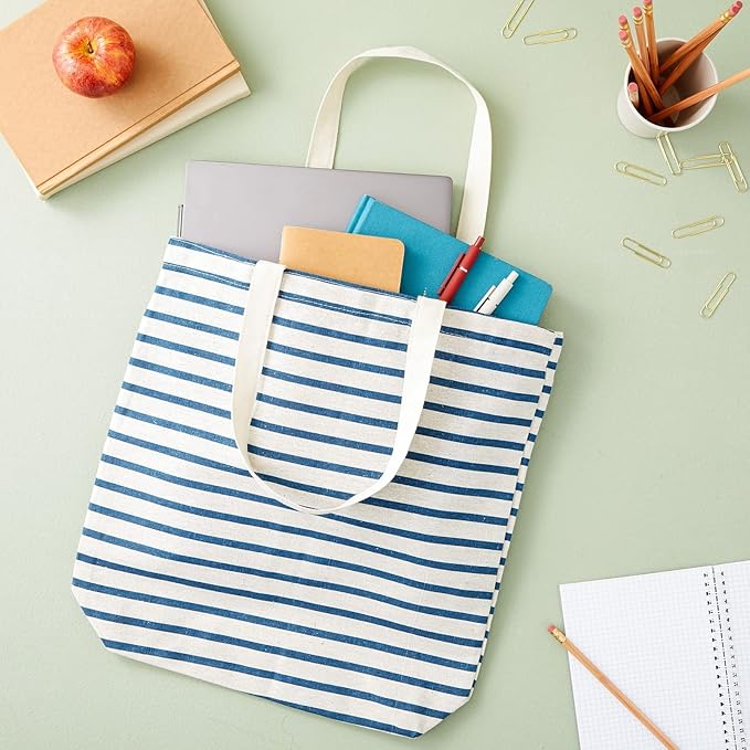 Juvale Canvas Tote Bag Set of 3 - Small Multi-Color (3 Designs) - Polycotton Reusable Cloth Bags for Grocery & Farmers Market (15 x 16.5 in)-NeatNest