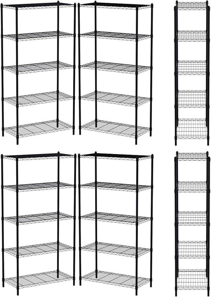Internet's Best 5-Shelf Adjustable Wire Shelving | Heavy Duty Storage Rack | Metal Shelf for Garage, Restaurant, Industrial Use - Wide Unit Shelves, Sturdy Steel Frame | Black | 36" W x 18" D x 72" H